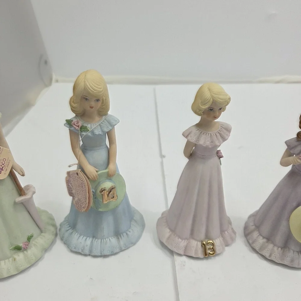 VTG Enesco Growing Up Birthday‎ Girls Blonde Doll Figurine Lot Set Ages 11-16